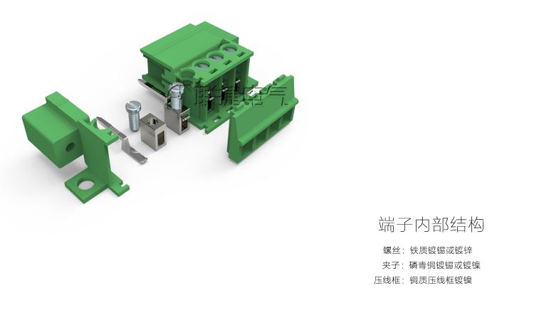 法兰固定插拔式3.81mm绿色端子排