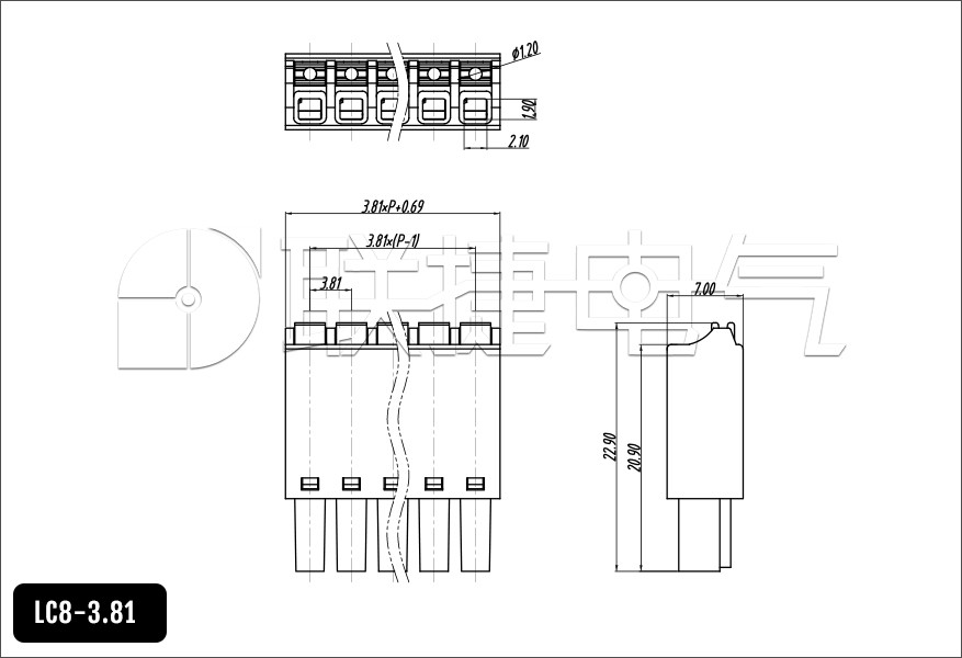 LC8-3.81间距小体积小间距插拔式接线端子微型弹簧直插