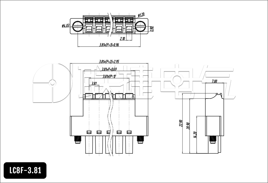 LC8F-3.81间距小体积小间距插拔式接线端子微型弹簧直插